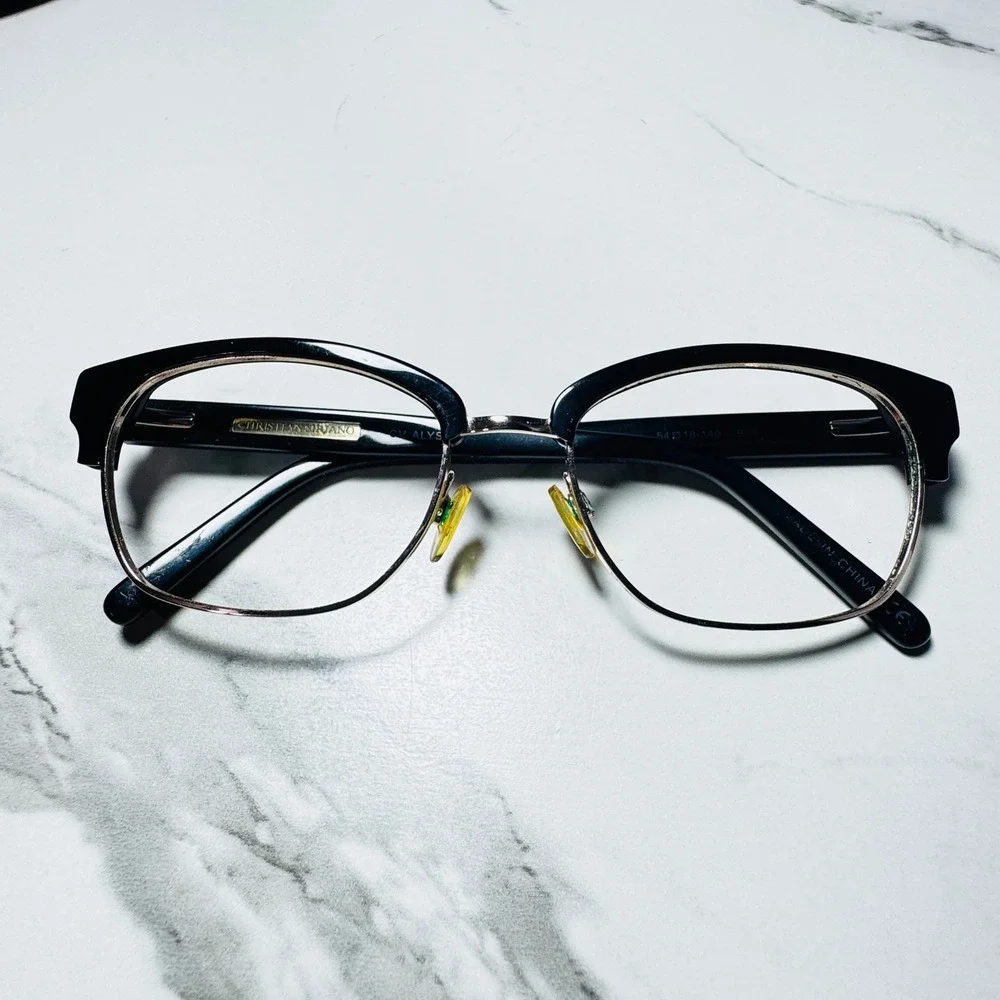 Christian Siriano CV Alyssa Black Silver Browline Eyeglass Frames 54-18-140 BLK